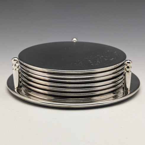 英国ヴィンテージ シルバープレート製 コースター6個セット 箱入り